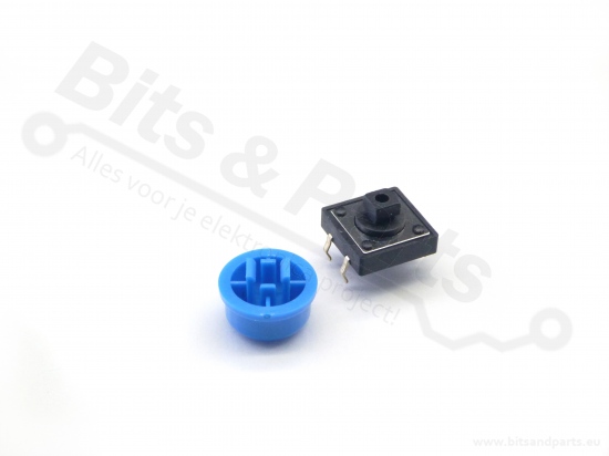 Micro switch push button (make contact) 12x12mm with cap blue